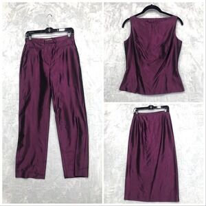 Favourbrook Women's Size 6 Sleeveless Top Pants Skirt Cranberry Made In England